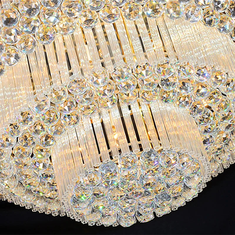 Afralia™ Crystal LED Chandelier Cake Ceiling Lamp for Living Room Bedroom Kitchen Hotel