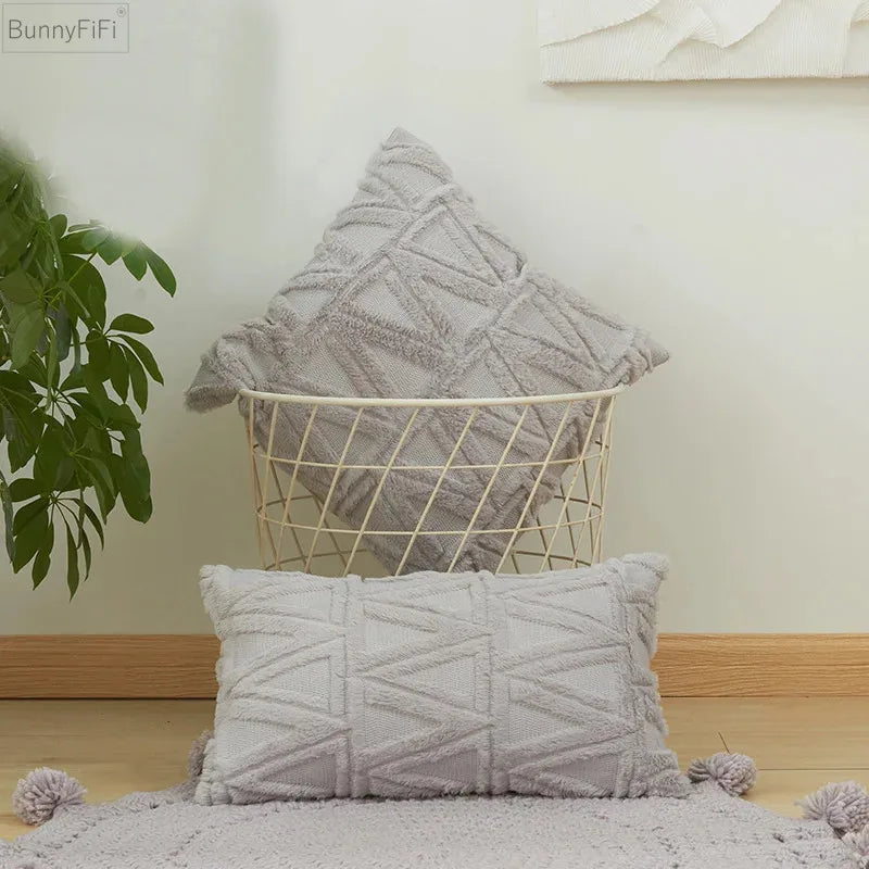 Afralia™ Diamond Solid Embroidery Cushion Cover - Modern Home Decor