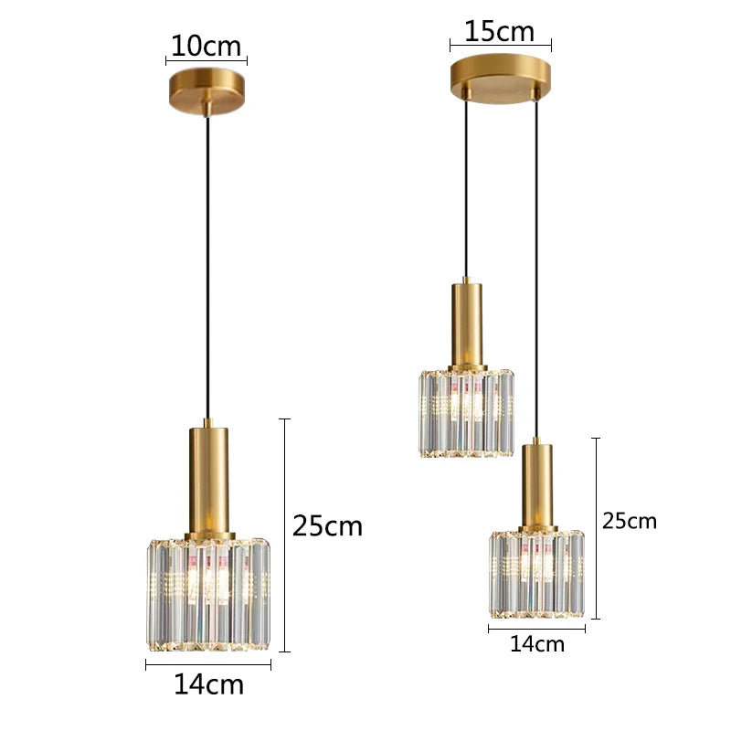 Afralia™ Crystal Pendant Light Modern Gold Black Chandelier for Kitchen Dining Bedroom