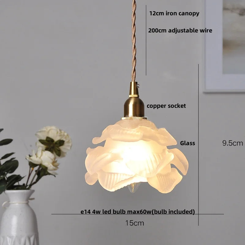 Afralia™ Amber Copper LED Pendant Light Glass Hang Lamp for Reading Aisle Café Home