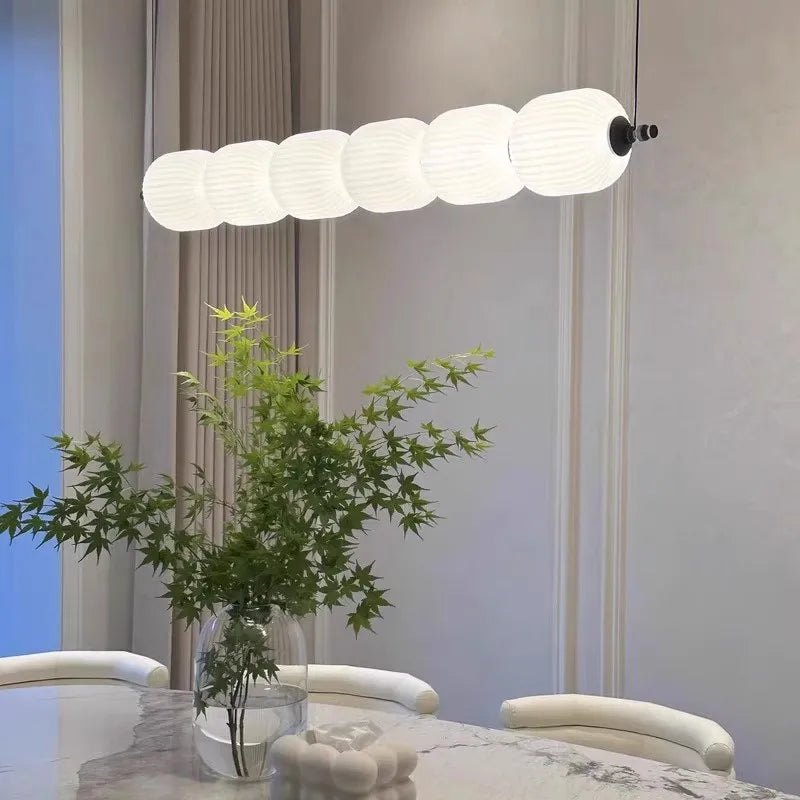 Afralia™ White LED Office Pendant Lamp | Modern Nordic Minimalist Strip Bar Design