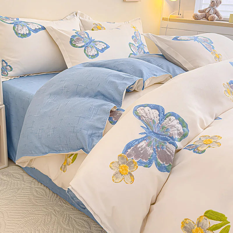 Afralia™ Cotton Printed Bedding Set: Thick & Cozy Single Bedclothes for Adults & Kids