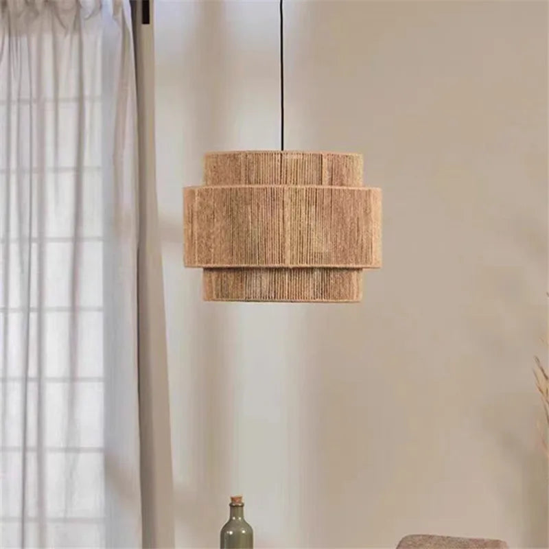 Afralia™ Rattan Pendant Light Handmade Hemp Rope, Japanese Design for Dining Room and Cafe