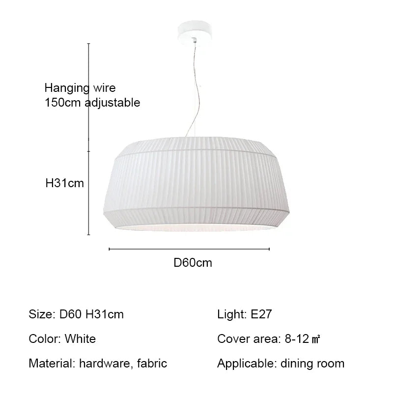 Afralia™ Pleated Fabric LED Pendant Lights - Minimalist Nordic Chandelier for Living Room