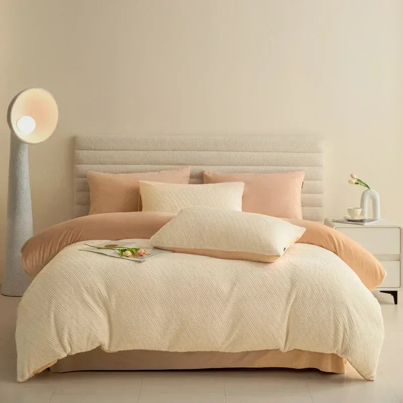 Afralia™ 2024 Winter Fleece Bedding Set King Queen Twin Double Duvet Cover Kit