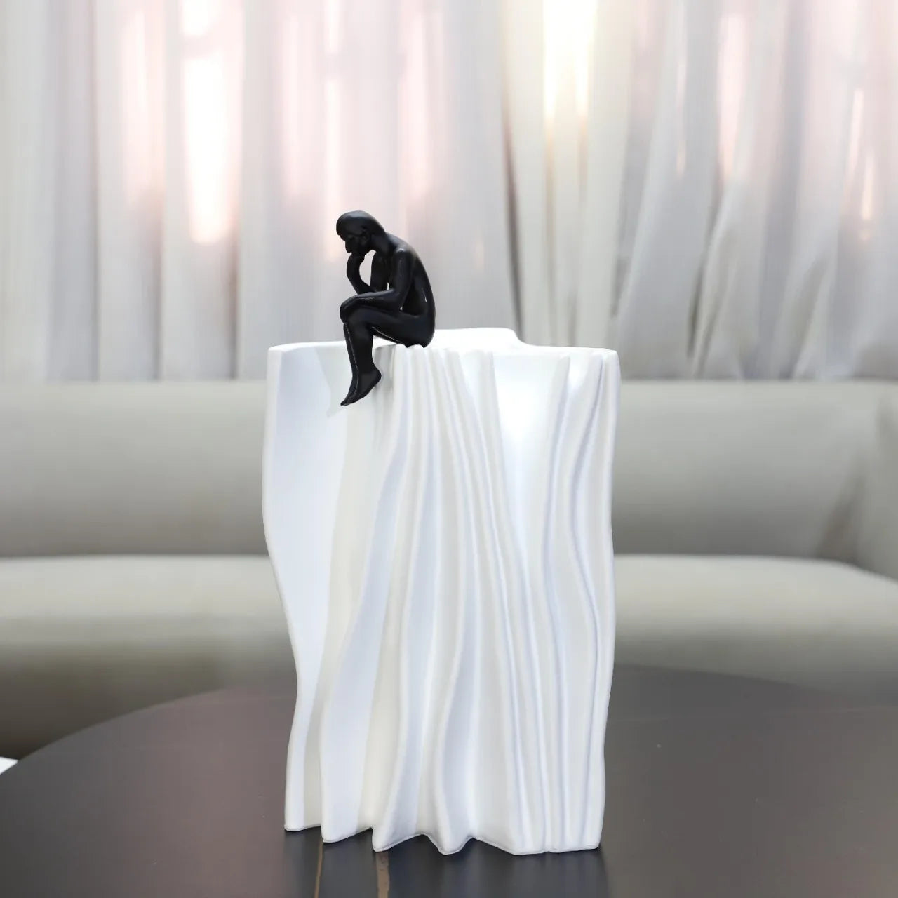 Afralia™ Resin Thinking Portrait Sculpture Abstract Figure Decorative Figurine Home Decor