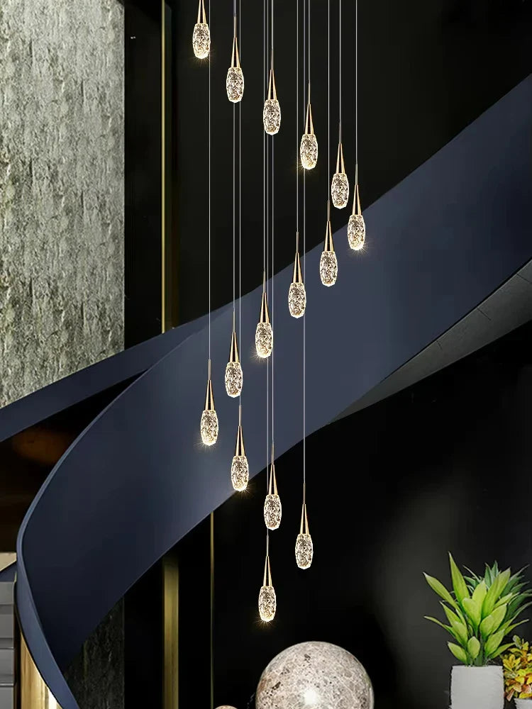Afralia™ Modern Crystal Chandelier for Villa High Living Room, LED Ceiling Light