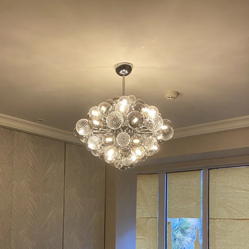 Afralia™ Silvery Glass Ball Chandelier for Home Decor Lighting