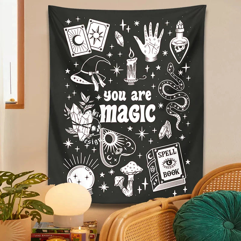 Afralia™ Magic Witchy Decor Tapestry: Tarot Snake Mushroom Aesthetic for Home & Living Room