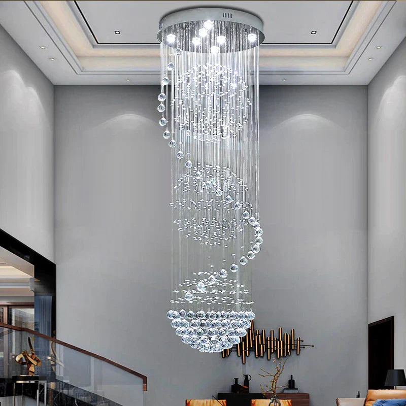 Afralia™ Spiral Crystal Chandelier: Luxury Lighting for Living Room & Staircase