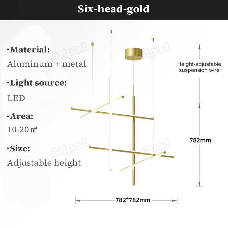 Afralia™ Post-Modern Gold LED Chandelier, Elegant Lighting for Living Room, Kitchen, Bar