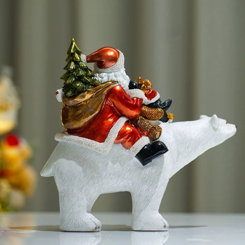 Afralia™ Santa Claus Resin Figurines: Christmas Decor, Living Room Statue, New Year Gift