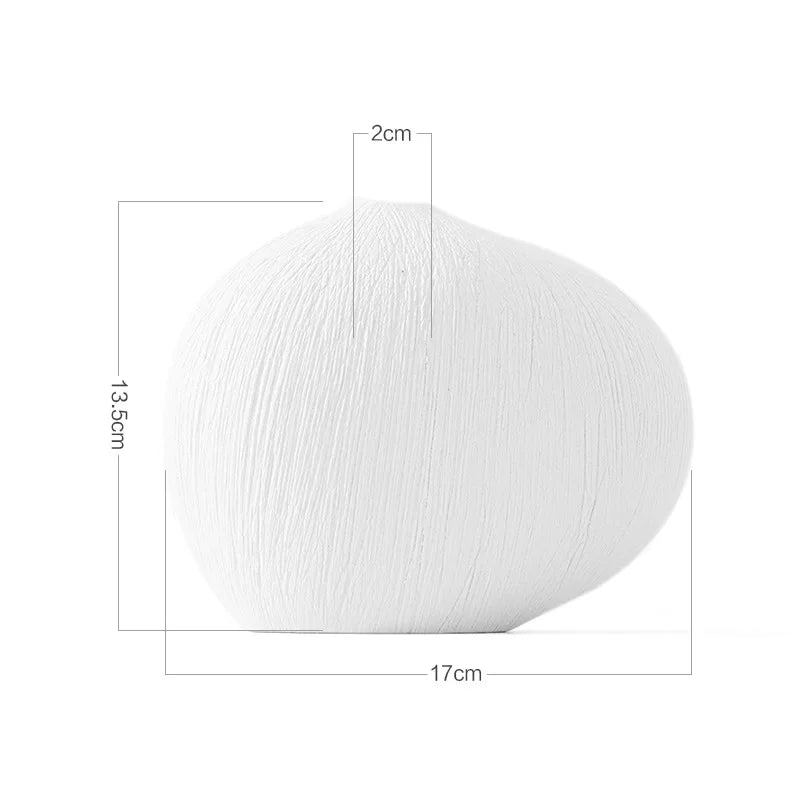 Afralia™ Geometric Stripes Ceramic Vase with Pebbles, Flower Arrangement Accessory