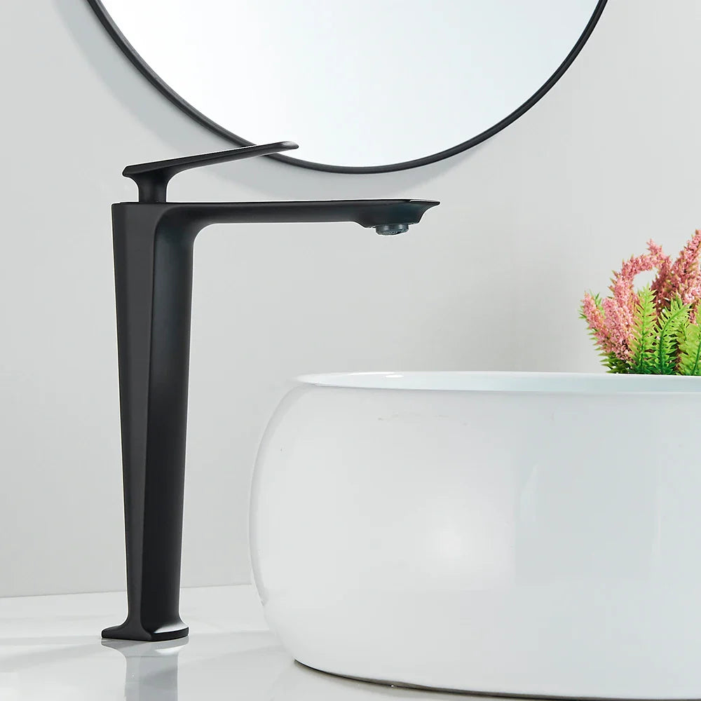Afralia™ Matte Black Brass Basin Faucet Single Lever Bathroom Sink Mixer