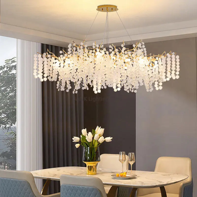 Afralia™ Circular Crystal Chandelier Living Room Pendant Lights LED Indoor Decoration