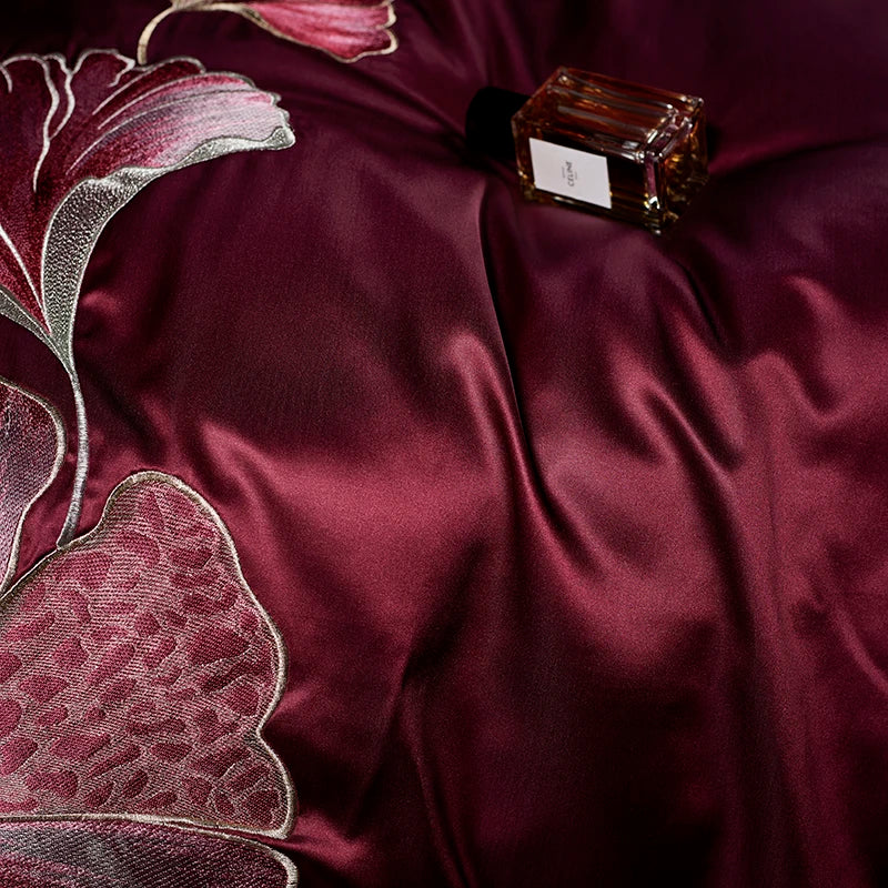 Afralia™ Ginkgo Biloba Embroidery 1000TC Egyptian Cotton Bedding Set