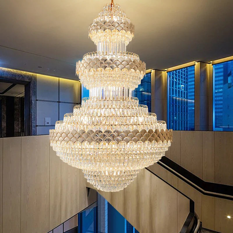 Afralia™ Crystal Chandelier - Modern Duplex Loft Staircase Living Room Lighting