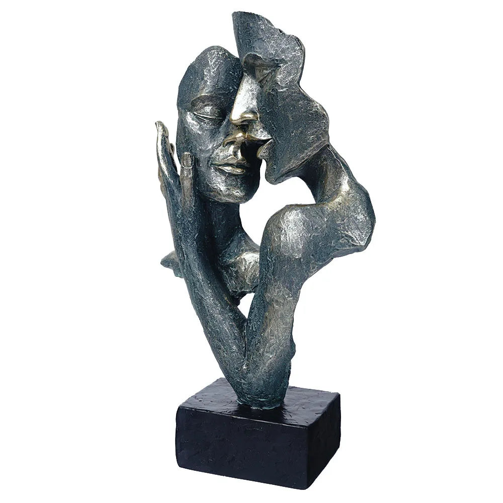 Afralia™ Resin Couple Mask Figurines Retro Lover Home Decoration Objects