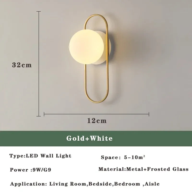 Afralia™ Nordic Golden LED Wall Lamp Indoor Wall Sconce for Bedroom Living Room