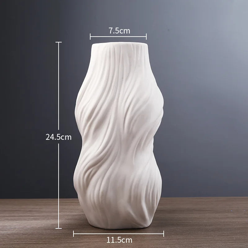 Afralia™ Minimalist White Ceramic Vase for Elegant Desk Decor