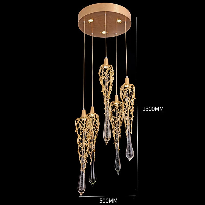 Afralia™ Nordic Crystal Gold Pendant Lamp Luxury Sconce Light For Living Room