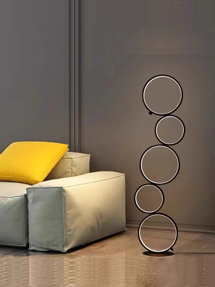 Afralia™ Modern Five-Ring LED Floor Lamp for Living Room and Bedroom