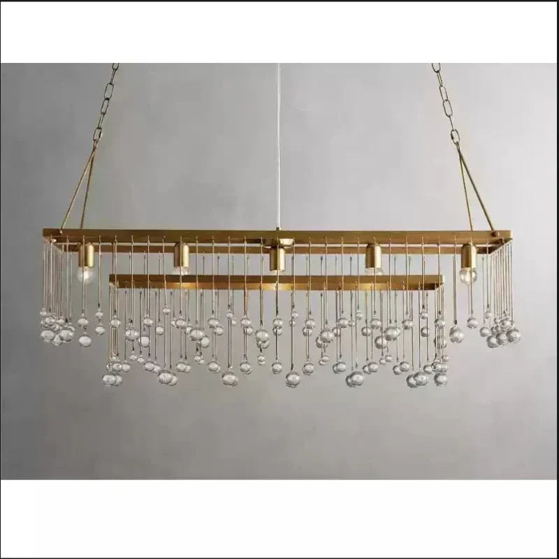 Afralia™ Retro Chic Glass Ball Chandelier - Italian Designer Vintage Rectangular Lighting