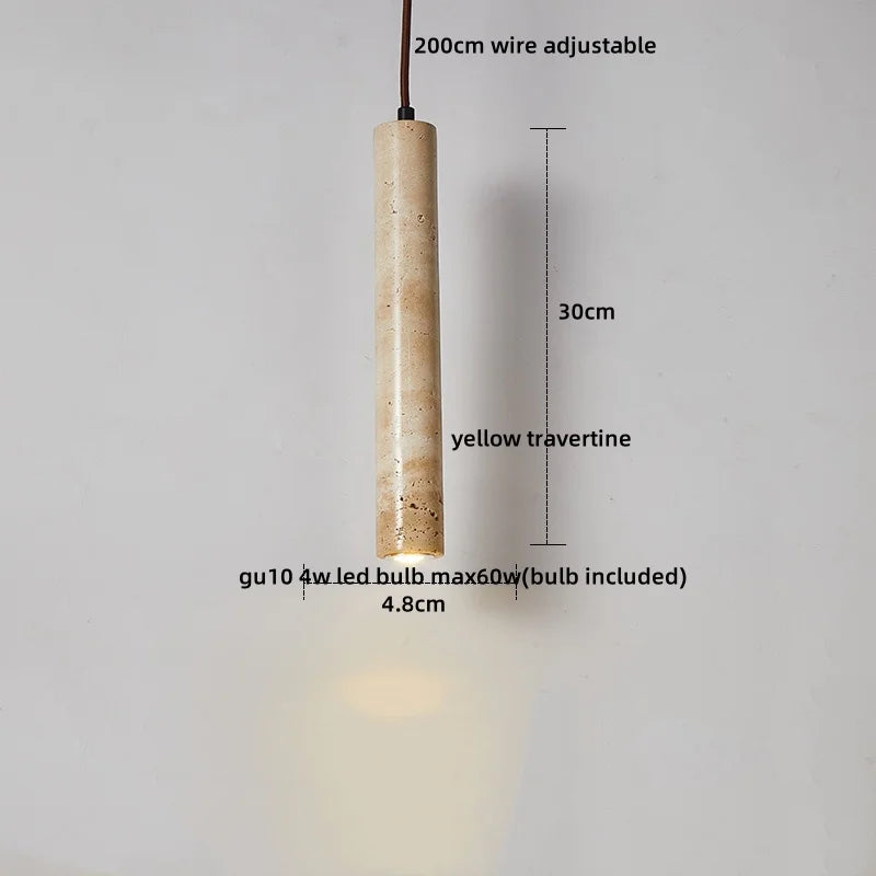 Afralia™ LED Hanging Lamp: Yellow Travertine Japanese Style Pendant Light for Home Decoration