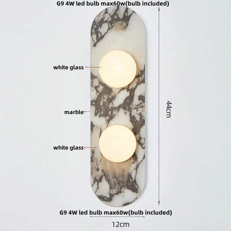 Afralia™ Luxury Stone LED Wall Lights White Glass Ball Wabi Sabi Wall Lamp
