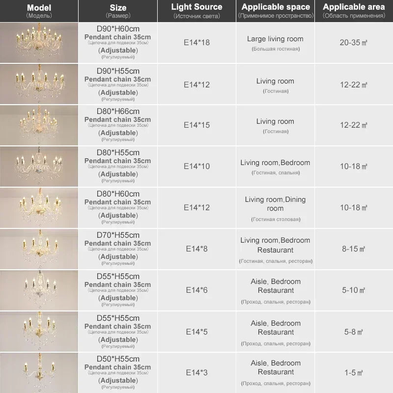 Afralia™ Crystal Candelabra Pendant Chandelier, Elegant Lighting Fixture for Bedroom, Dining & Living Room