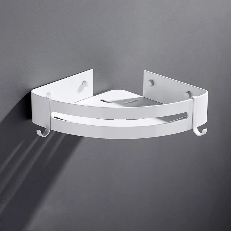 Afralia™ Space Aluminum Bathroom Shelve - White Corner Shelf for Shower Storage