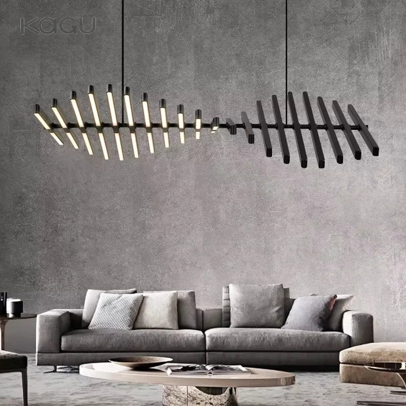 Afralia™ LED Fishbone Pendant Chandelier for Modern Nordic Decor