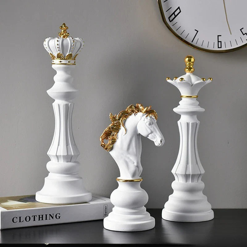 Afralia™ Modern Resin Chess Figurine Set for Home & Office Decor