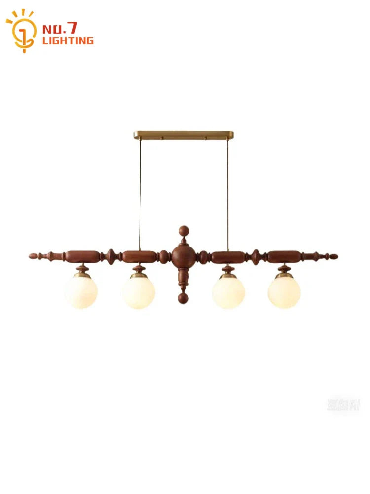 Afralia™ Wood Long Strip Chandeliers LED E27 Classic Pendant Lights