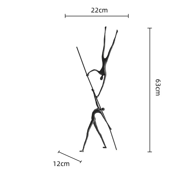 Afralia™ Human Figure Sculpture Acrobatics Art Decor Abstract Figurine Metal Handicrafts