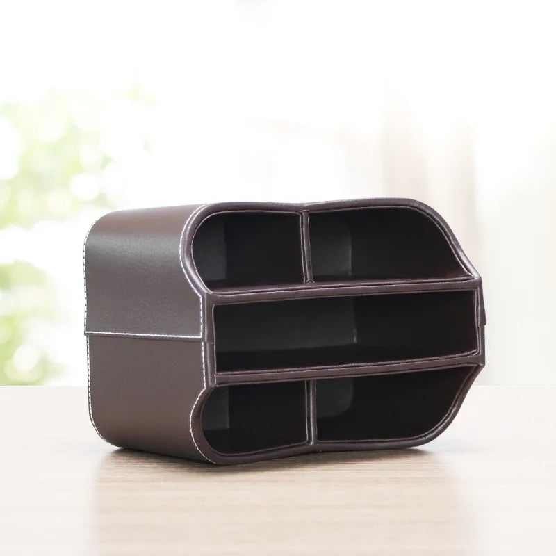 Leather Remote Caddy, 360° Spinning TV Holder Organizer for Bedside Table by Afralia™