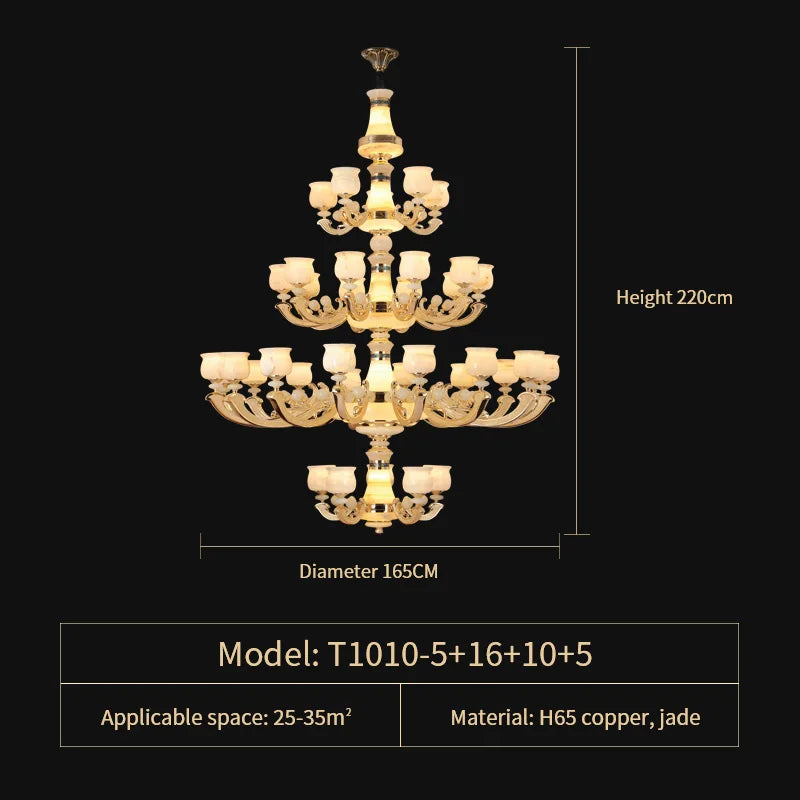 Afralia™ Natural Afghan Jade Villa Chandelier: High-Grade Living Room Lamp for Luxurious Atmosphere