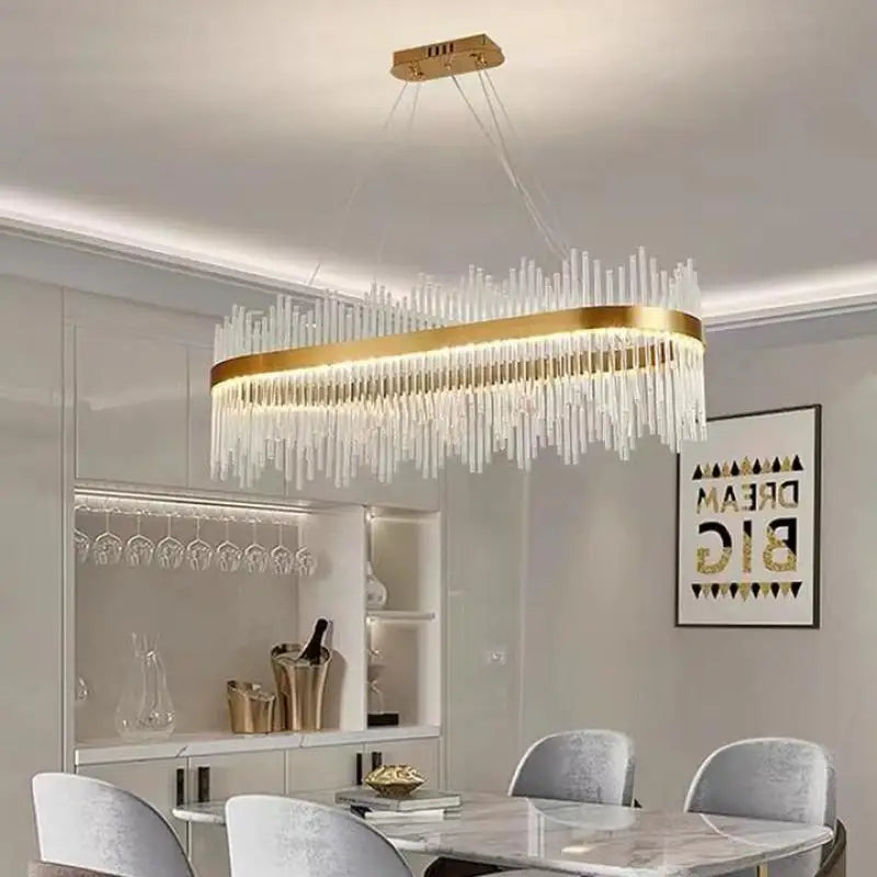 Afralia™ Modern Luxury Glass LED Chandelier Dining Room Dimmable Pendant Lamp