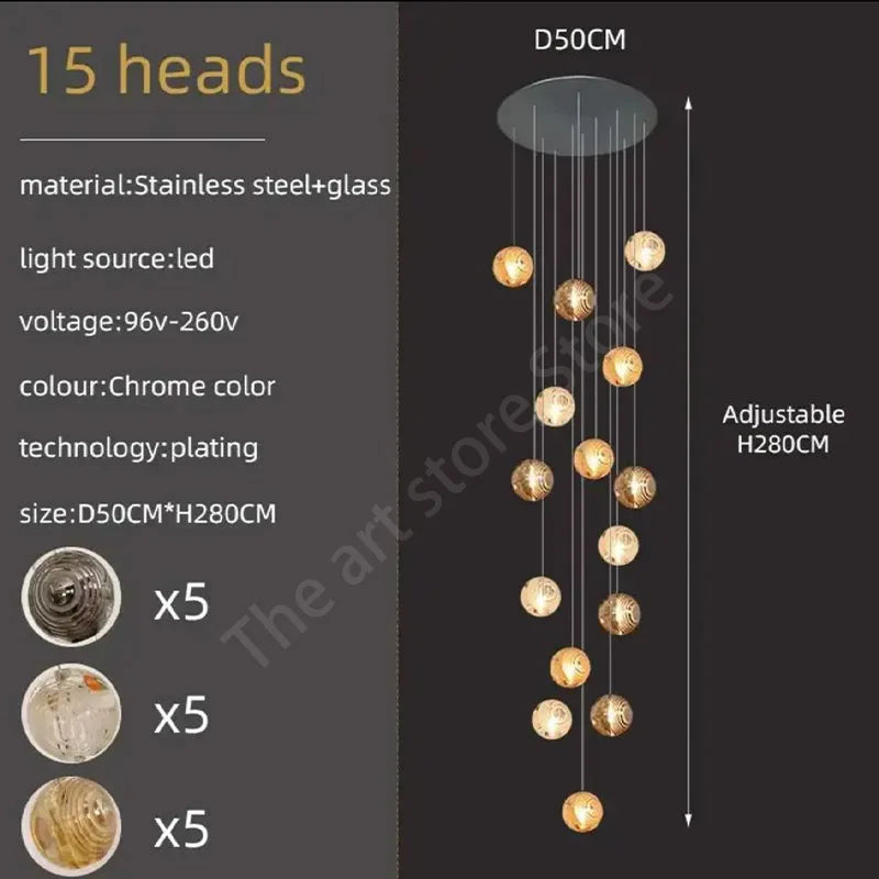 Afralia™ Crystal Glass Spiral Ceiling Chandelier for Modern Living Room & Kitchen Decor