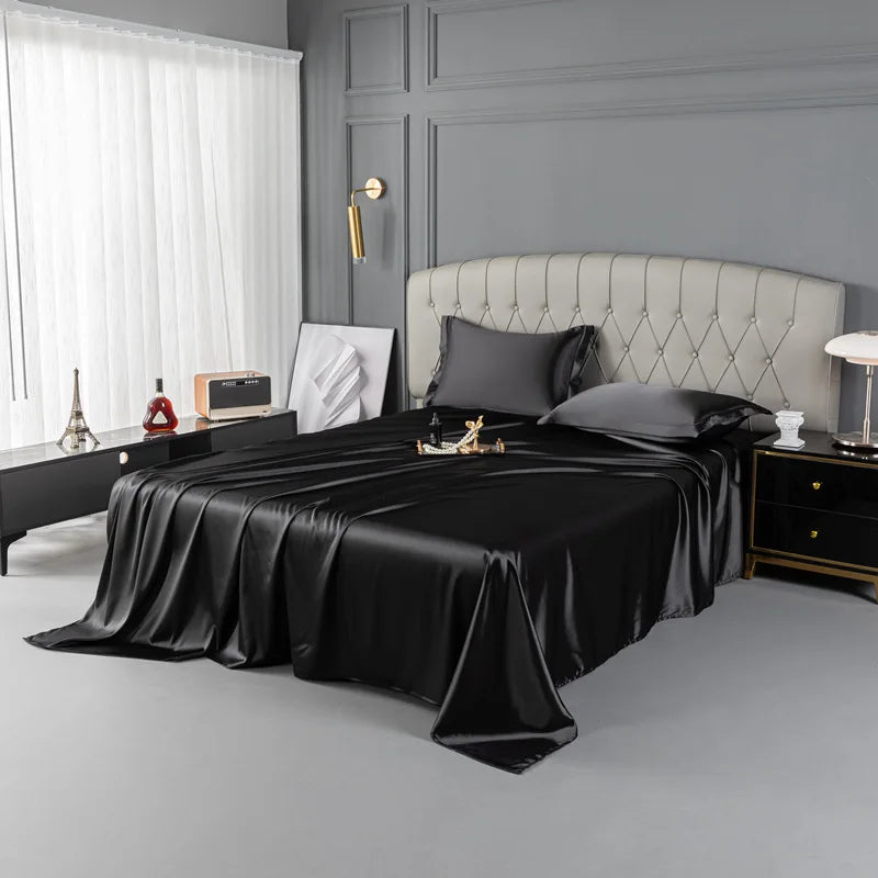 Afralia™ Mulberry Silk King Size Sheet Set - Luxury Soft Bed Cover in Solid Color