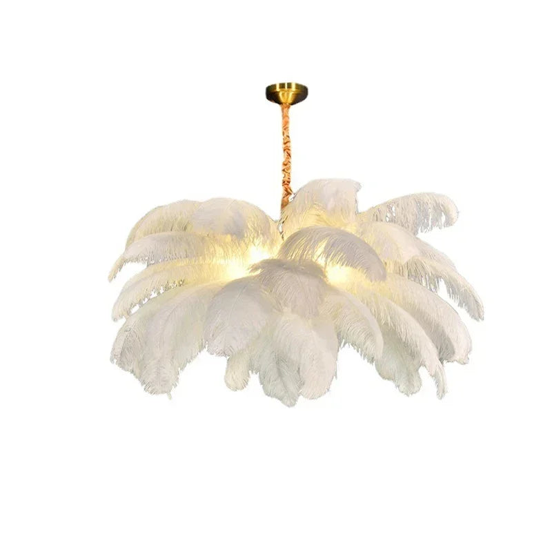 Afralia™ Ostrich Feather LED Pendant Lamp - Nordic Bedroom Living Room Decor