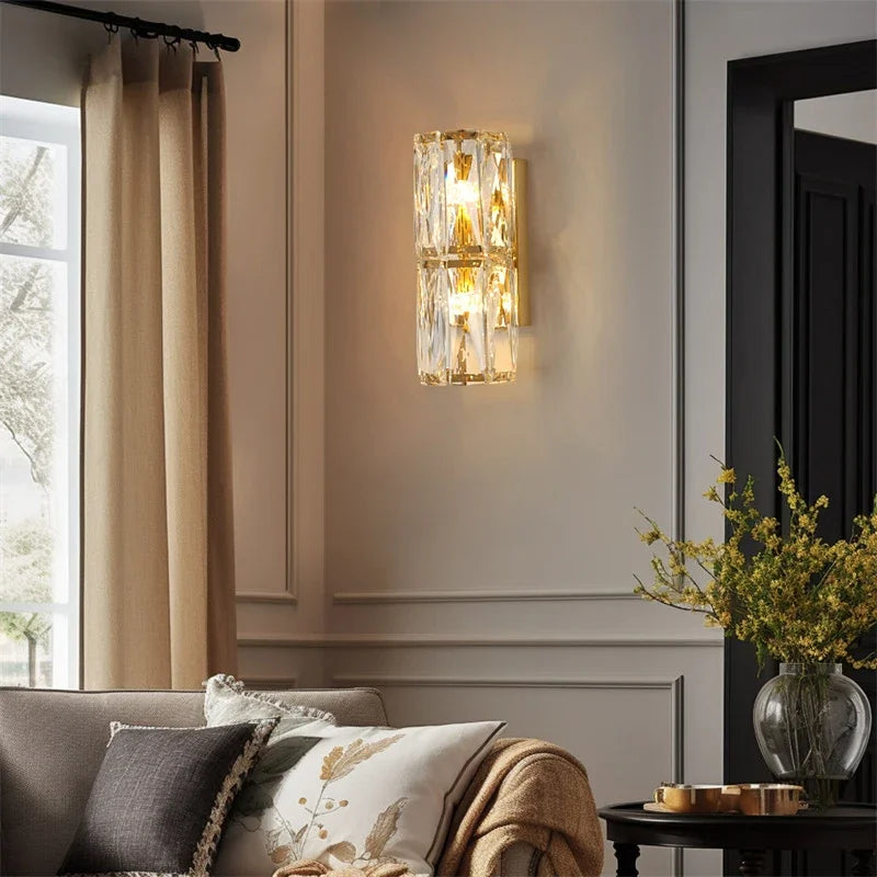 Afralia™ Modern Luxury Crystal Wall Sconce LED Light for Home Decor