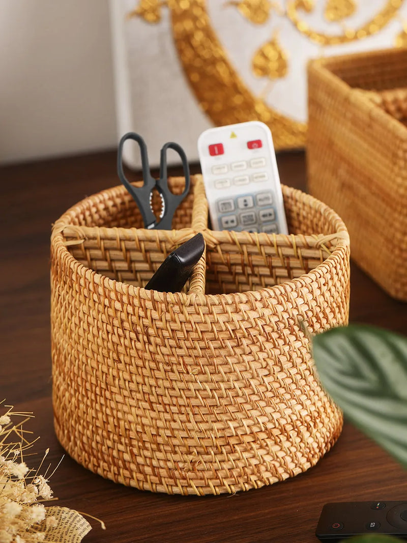 Afralia™ Rattan Storage Box: Organizer with Handle for Home & Office