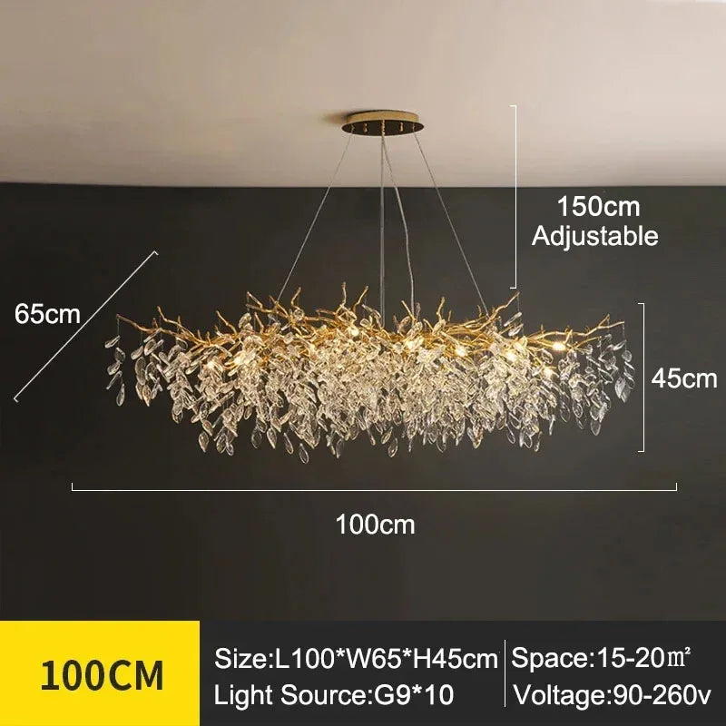 Afralia™ Crystal Ceiling Chandelier LED Pendant Lamp for Home Decor