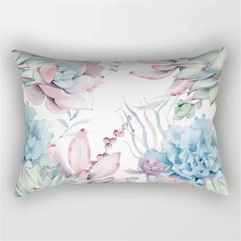 Tropical Leaves Cactus Flower Pillowcase for Sofa Car Home Decor by Afralia™