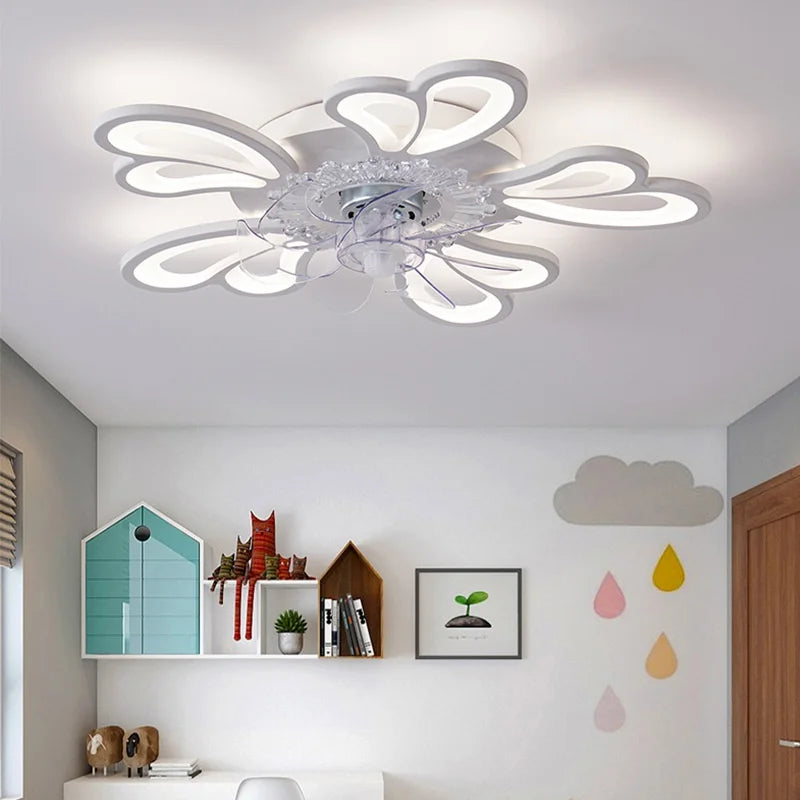 Afralia™ Dimmable Ceiling Fan Lights with Remote Control for Living Children's Bedroom Dining Room