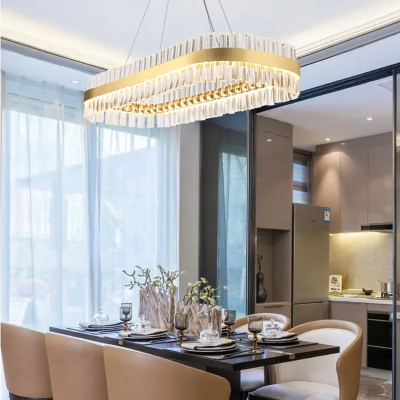 Afralia™ Crystal Ring Chandelier LED Pendant Light Fixture