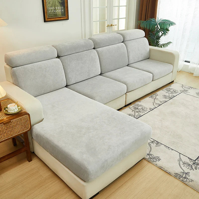 Afralia™ Velvet Sofa Cover: Single Loveseat L-shaped Protector in Polar Fleece Stretch Fabric.