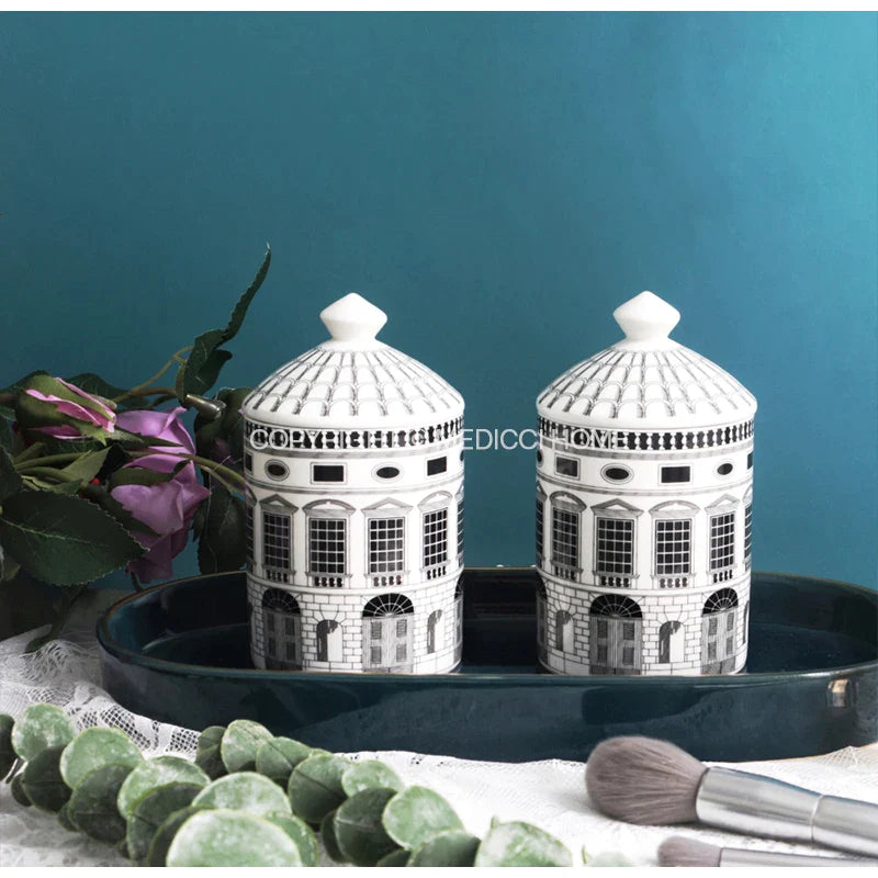 Afralia™ Ancient Roman Architecture Ceramic Incense Candlestick Luxury Home Ornament