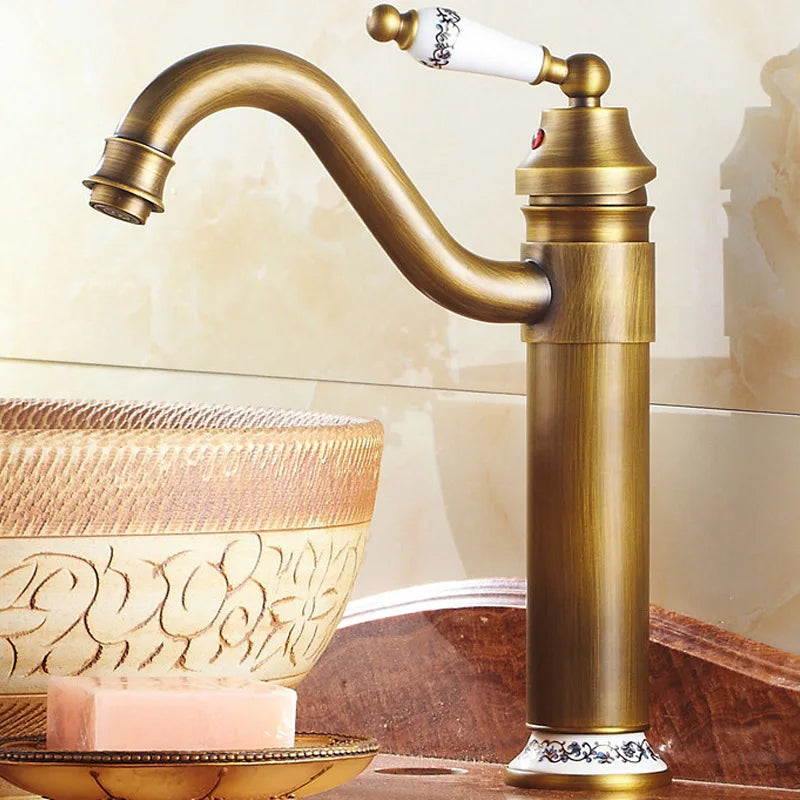 Afralia™ Antique Bronze Finish Bathroom Sink Faucet - Basin Tap YT-5050